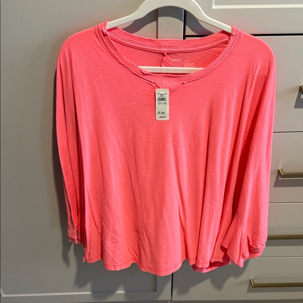Aerie Bright Pink Long Sleeve Tee